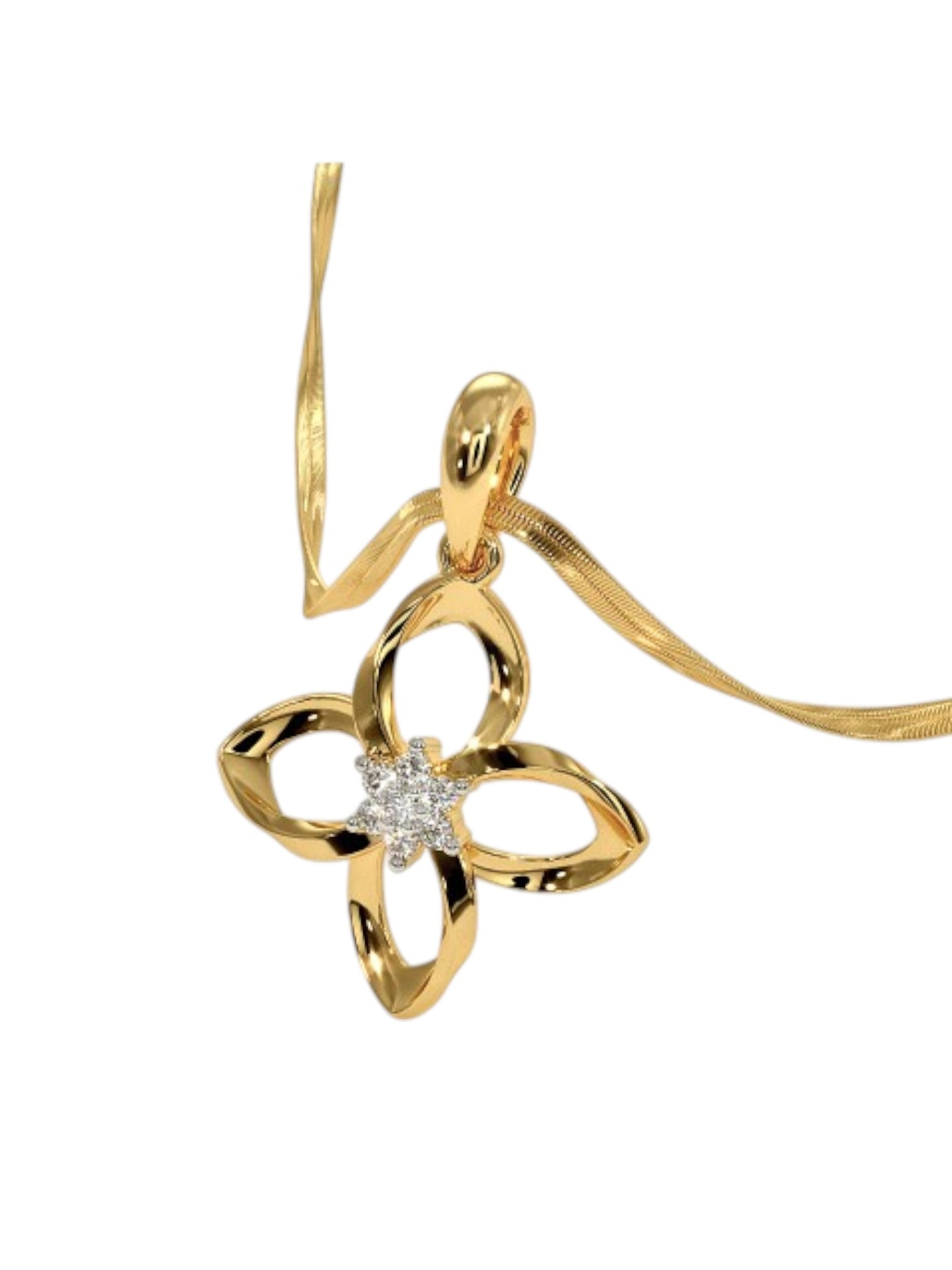 925 Sterling Silver Minimalist Design CZ Stones Gold Plated Pendant With Chain For Women By Kesardeep